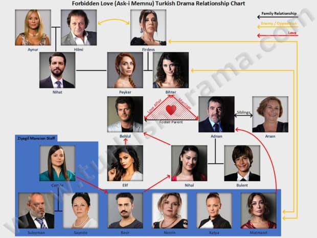 Forbidden Love (Ask-i Memnu) Turkish Drama Relationship Chart