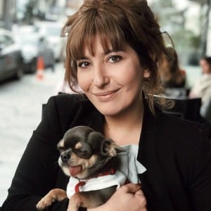 Sebnem Bozoklu and her dog