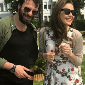 Selin Sezgin smile with actor friend