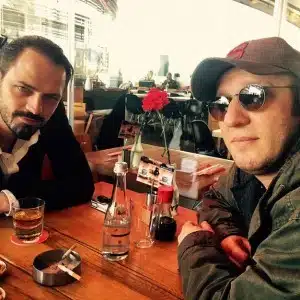 serkan keskin with actor friend in cafe