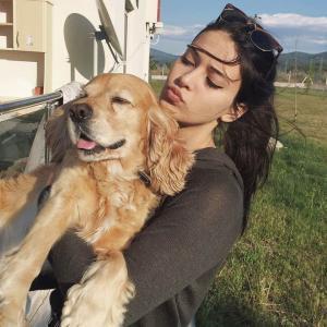 Devrim Ozkan and her dog